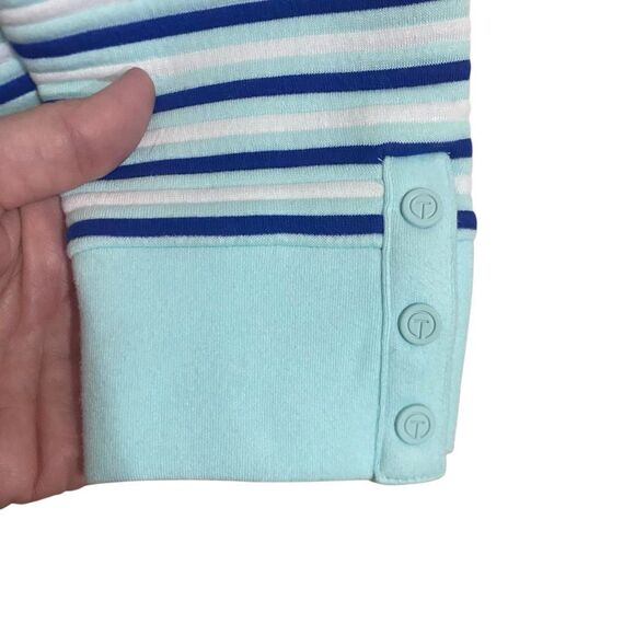 Talbots textured funnel neck pullover blue stripe sweatshirt NWT - Picture 6 of 9